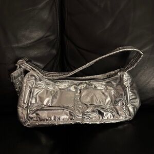 BAGGU deadstock silver metallic mini cargo shoulder bag
